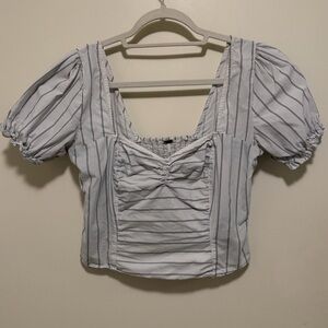 Free People - Striped Puff Sleeve Crop Top